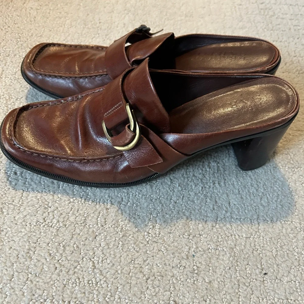 Franco Sarto y2K vintage heeled mule brown leather 9.5 - Picture 7 of 7